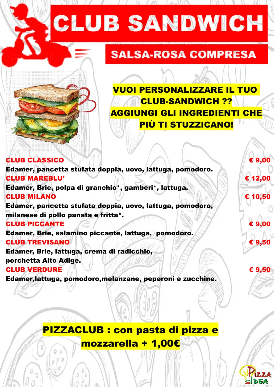 Listino online : Menu Nuovo listino Pizzaidea Ceggia